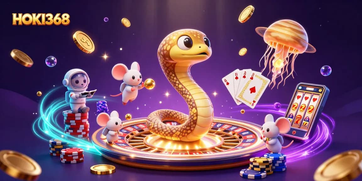 Experience thrilling gaming at HOKI368 with vibrant casino elements and immersive visuals.