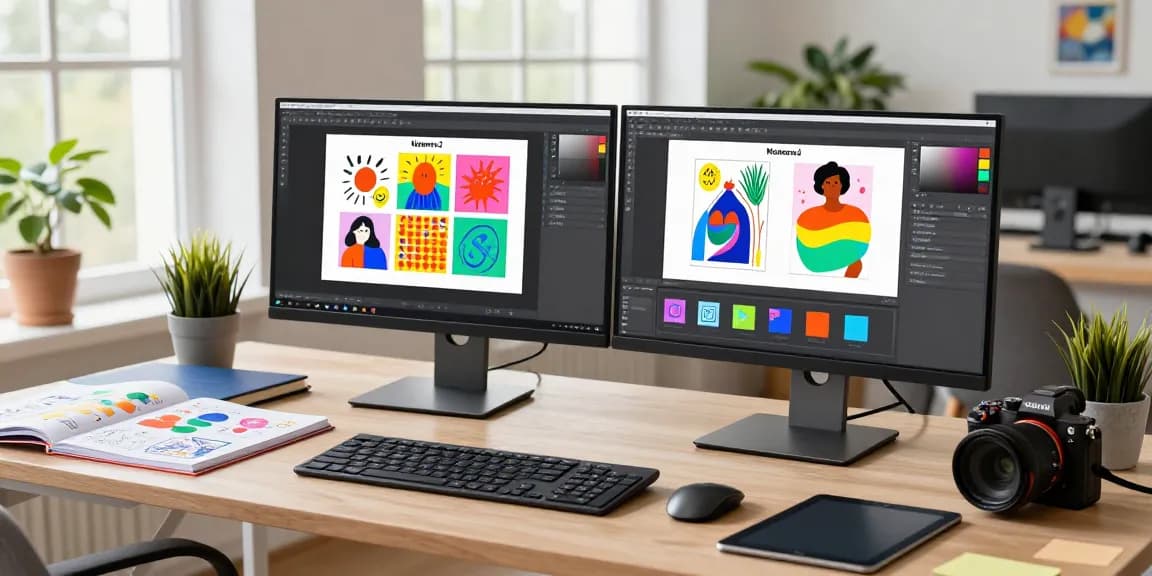 Designer utilizing nano banana 2 AI image editor in a vibrant creative studio.