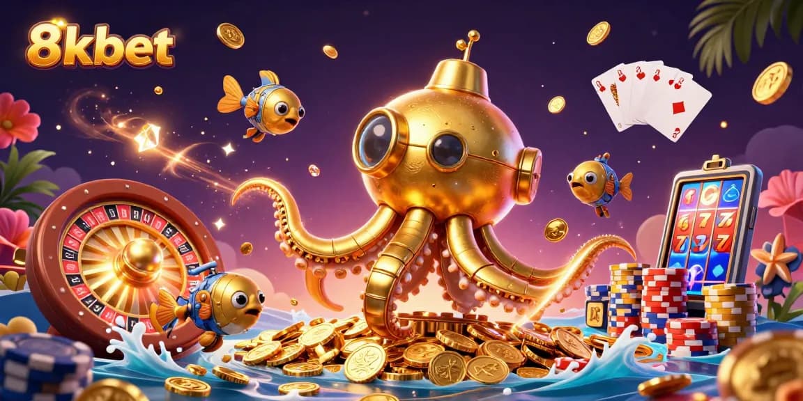 Win big at online gambling with 8xbet, showcasing a vibrant 3D casino atmosphere full of action.