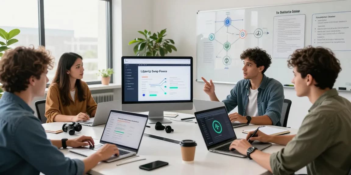 LibertySwap workspace showing engaged professionals discussing cross-chain transactions and digital finance strategies.
