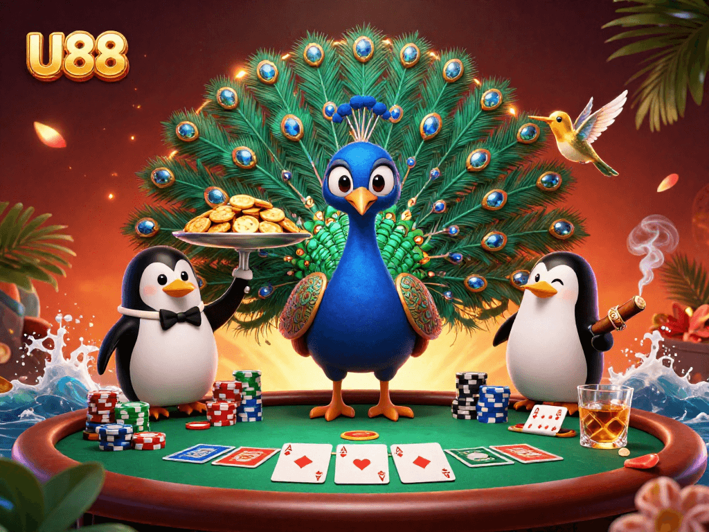 Experience thrilling gameplay with U88 and its vibrant casino elements in this engaging illustration.