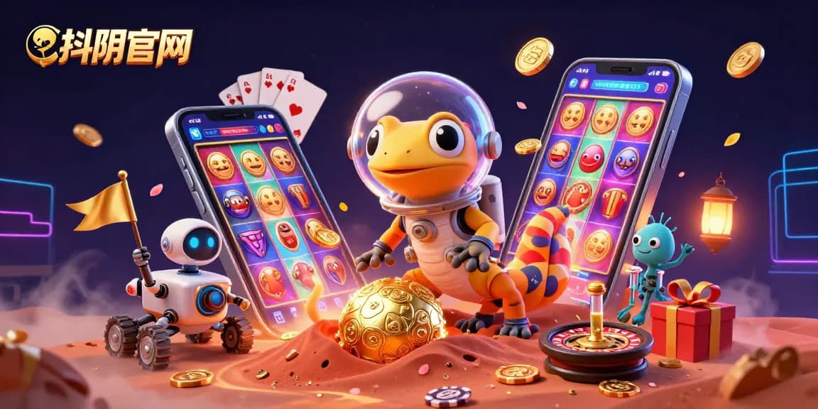 Engage in thrilling gaming on 抖阴官网, where an alien gecko discovers vibrant casino treasures.