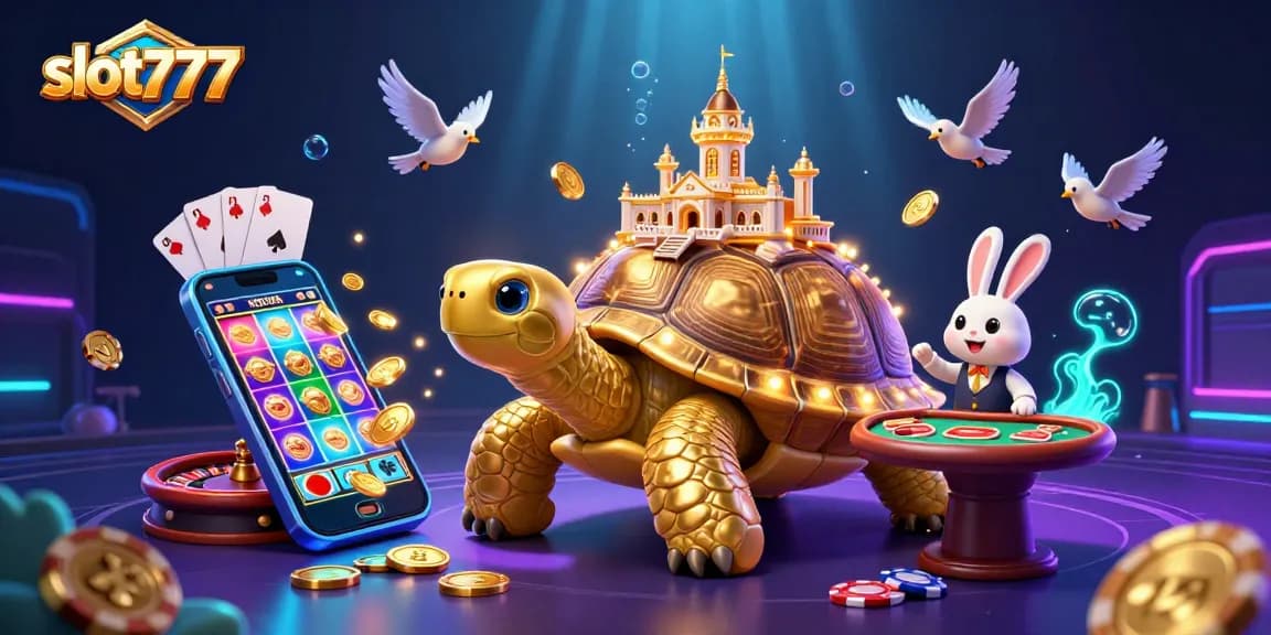 Experience winning with slot777 in a vibrant casino world filled with golden coins and lively characters.