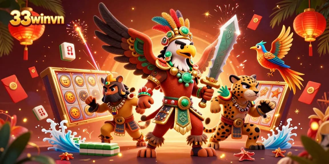 Experience thrilling jackpots at 33winvn with a dynamic 3D casino environment illustrating luck and excitement.