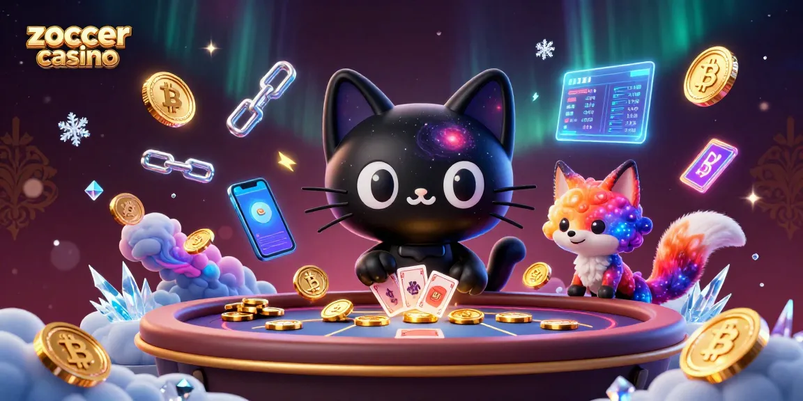 Experience high-stakes action at zoccer casino with a cosmic illustration of captivating characters and glowing elements.