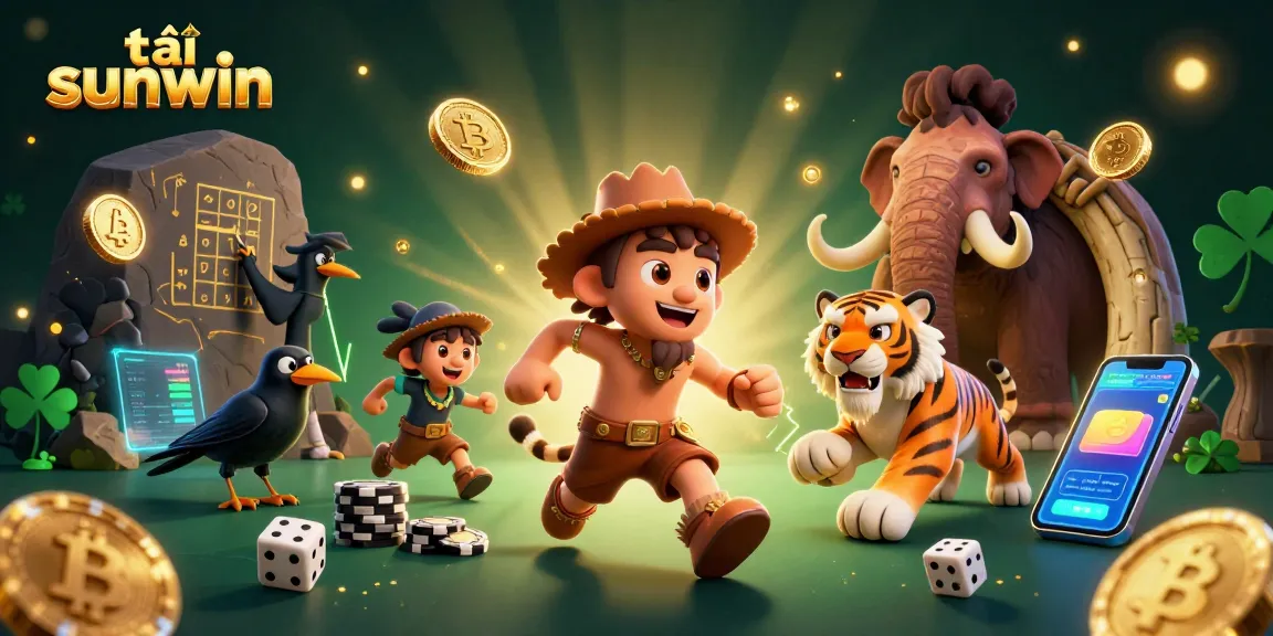 Experience the thrill of tải sunwin in a vibrant prehistoric casino setting with 3D characters.