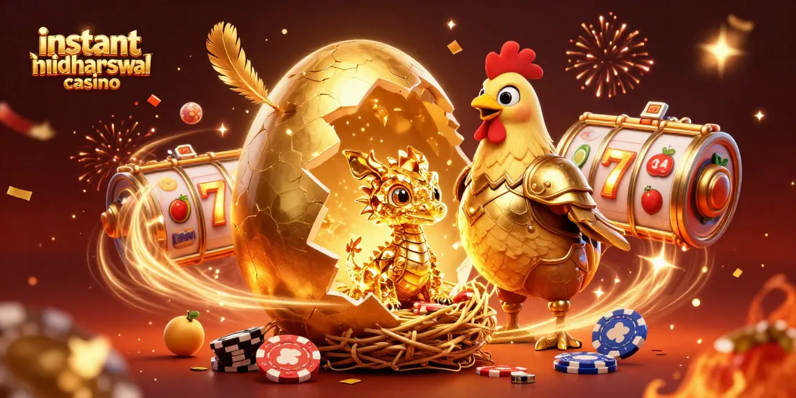 Experience the excitement at an instant withdrawal casino with a golden dragon and vibrant slot games.