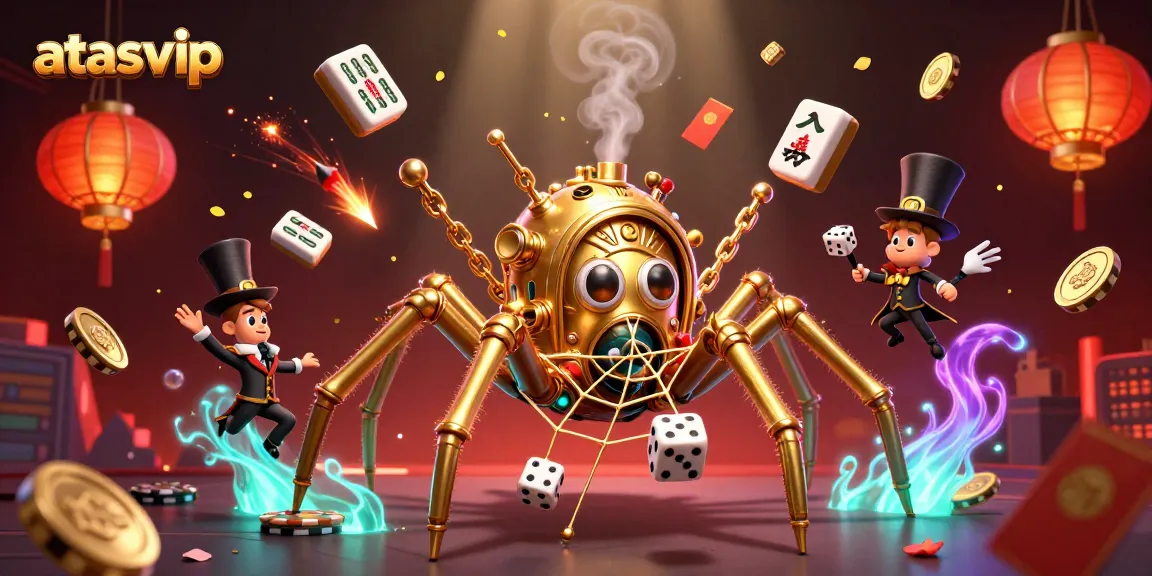 Experience exciting gameplay at atasvip with 3D steampunk characters and vibrant casino elements