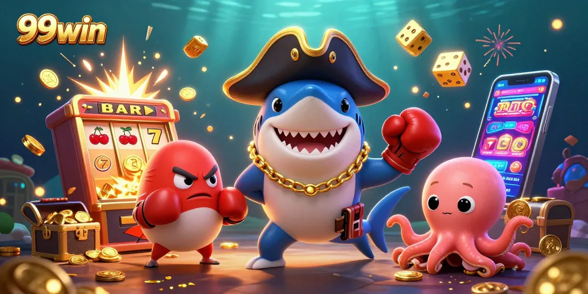 Engage with 99win's thrilling underwater casino adventure showcased in vibrant 3D illustration.