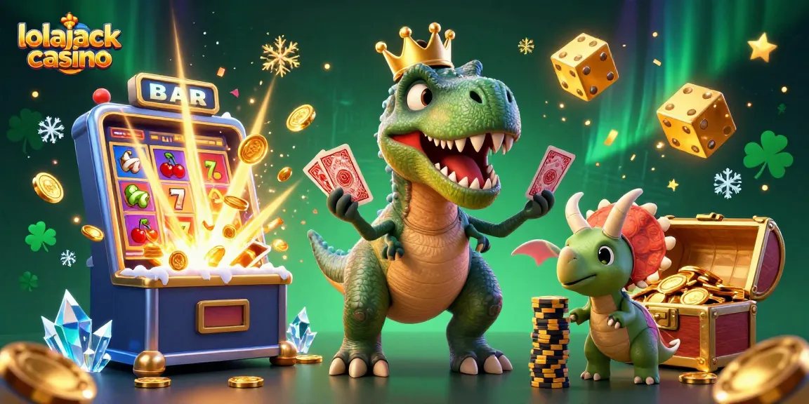 Experience fun and excitement at lolajack casino with T-Rex playing cards and casino games.