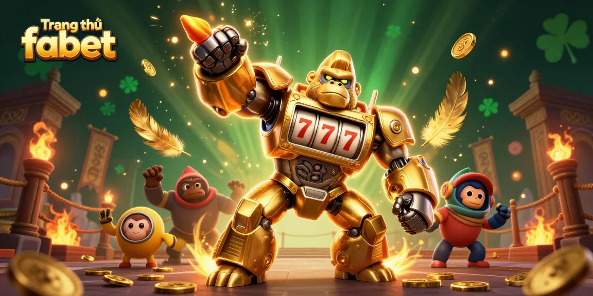 Experience thrilling action at Trang chủ fabet with a vibrant 3D casino scene featuring a golden mech and dynamic elements.