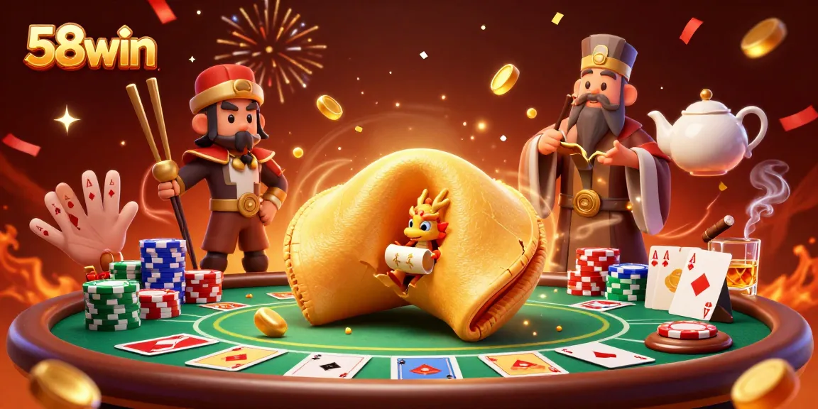 Join the action at 58win with a visually stunning 3D illustration showcasing poker excitement and celebration.