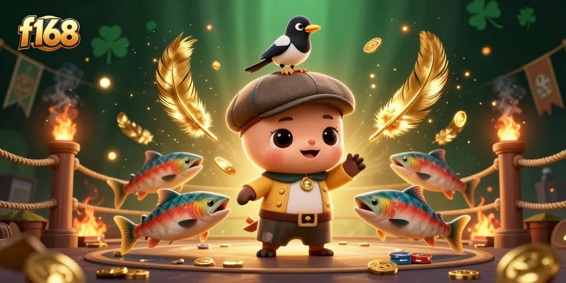 Engage in thrilling gameplay at f168 with vibrant 3D illustration showcasing a playful Nessie and casino elements.