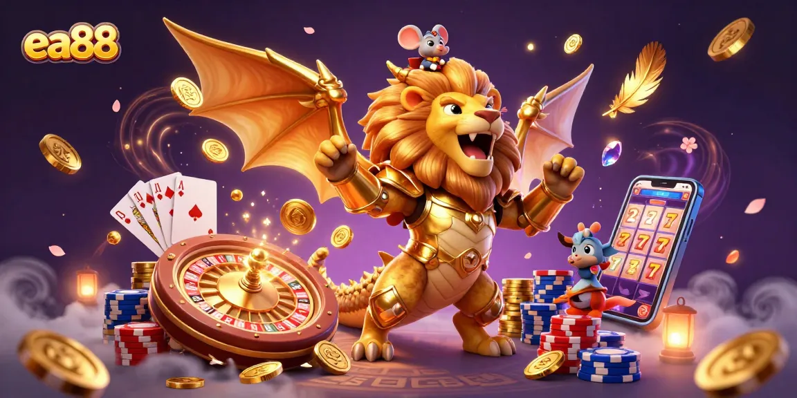 Experience the thrilling casino atmosphere with the sensational characters from ea88 amidst vibrant gaming elements.