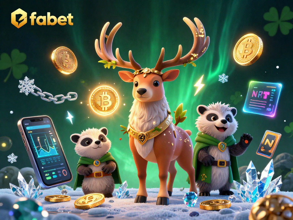 Engage with fabet's colorful 3D illustration featuring Celtic elements and crypto gaming.