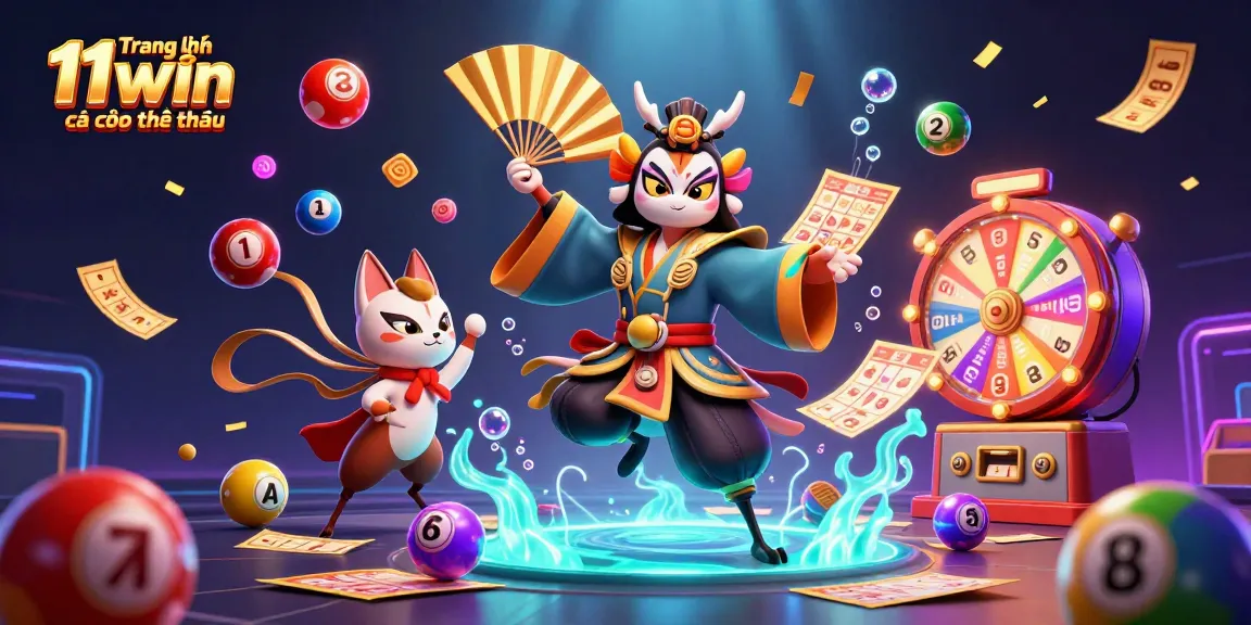 Engage in exciting gameplay on Trang chủ 11win cá cược thể thao with vibrant lottery balls and casino elements.