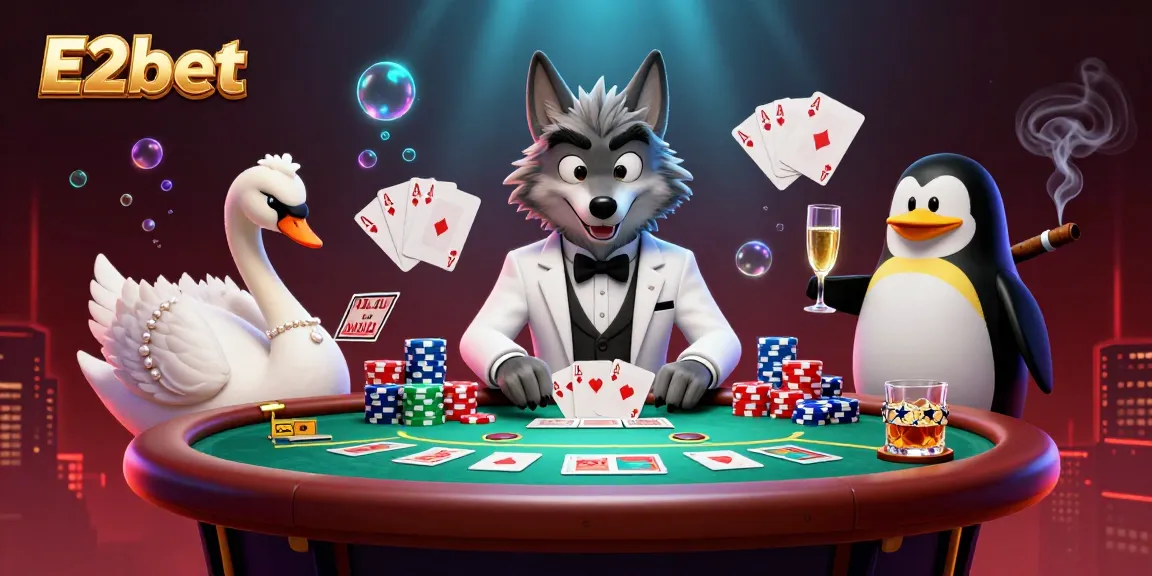 E2bet captures the excitement of high-stakes gambling with vivid character dynamics and casino elements.