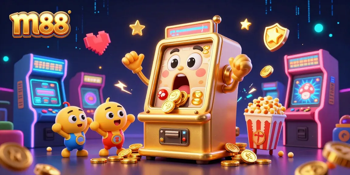 Experience the thrill of m88's vibrant jackpot moment with a lively golden slot machine.