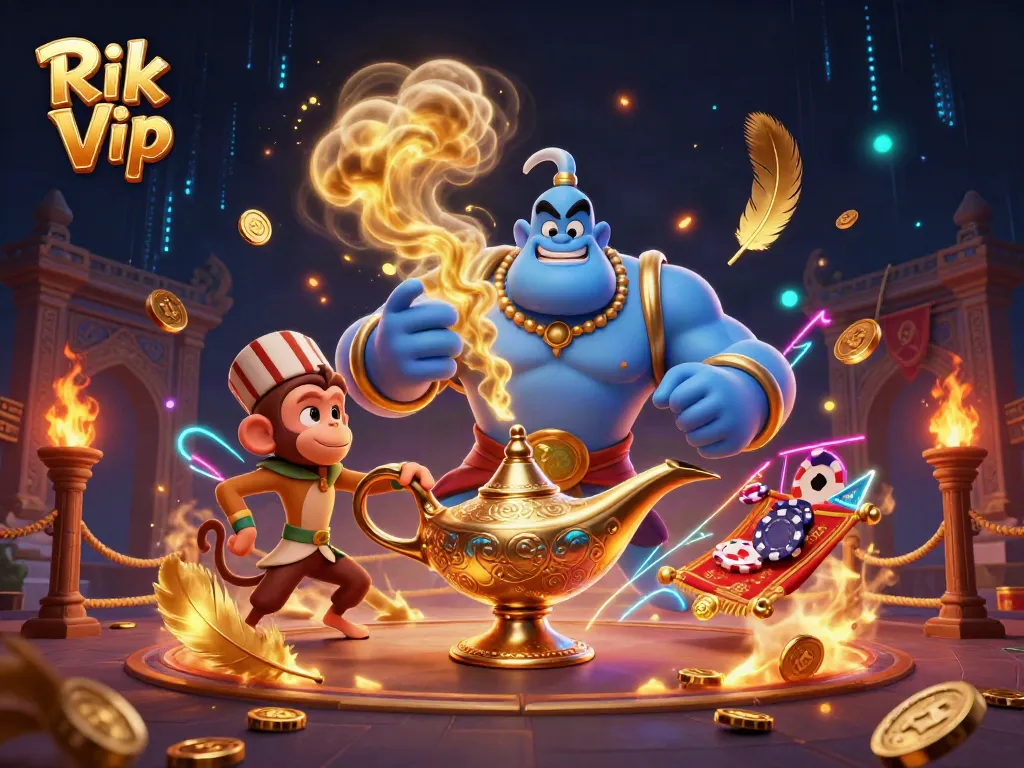 Experience thrilling gameplay with Rik Vip as the genie brings excitement and fortune to your casino adventures.
