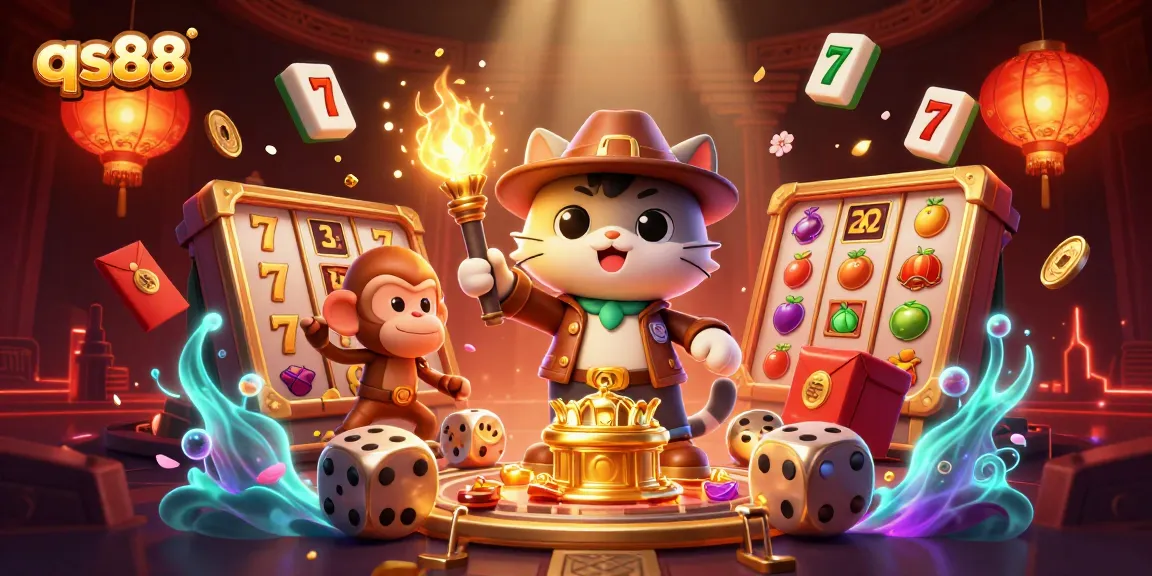 Explore the thrilling world of qs88 with vibrant 3D characters, slots, and casino artifacts