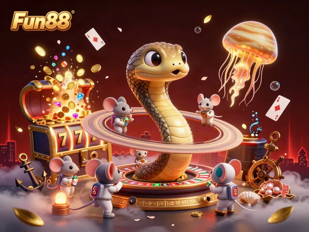 Experience Fun88 with a cosmic casino scene featuring characters and vibrant game elements.