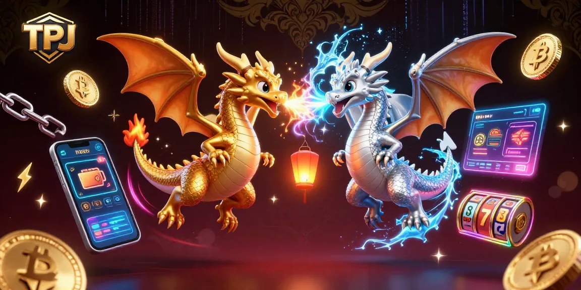 Engage with TPJ's exciting casino experience featuring dynamic fire and ice dragons, rising crypto elements.