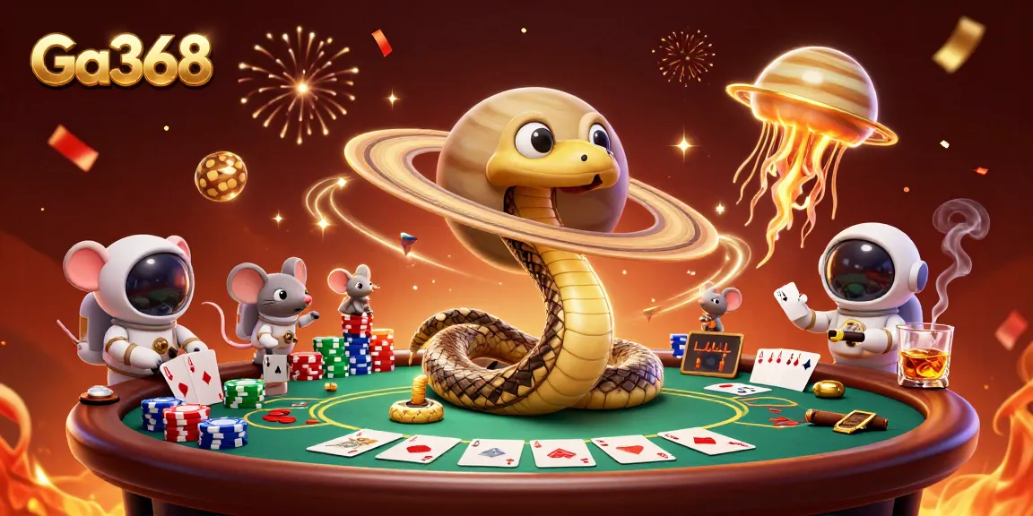Bet on thrilling matches at Ga368 with vibrant cosmic characters and casino visuals.