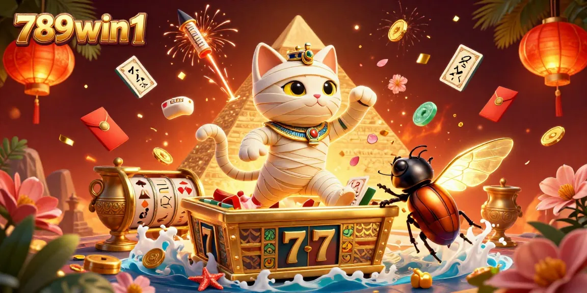 Play thrilling slots at 789win1 with vibrant Egyptian-themed characters and rich casino elements.