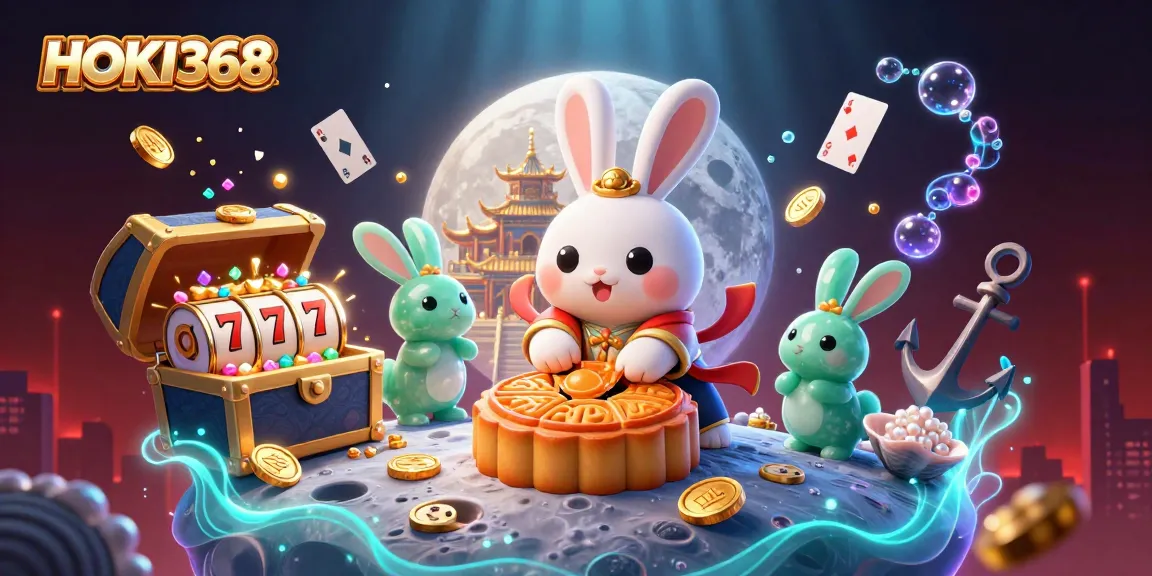 Spin and win with HOKI368's exciting casino elements featuring a lunar rabbit themed scene