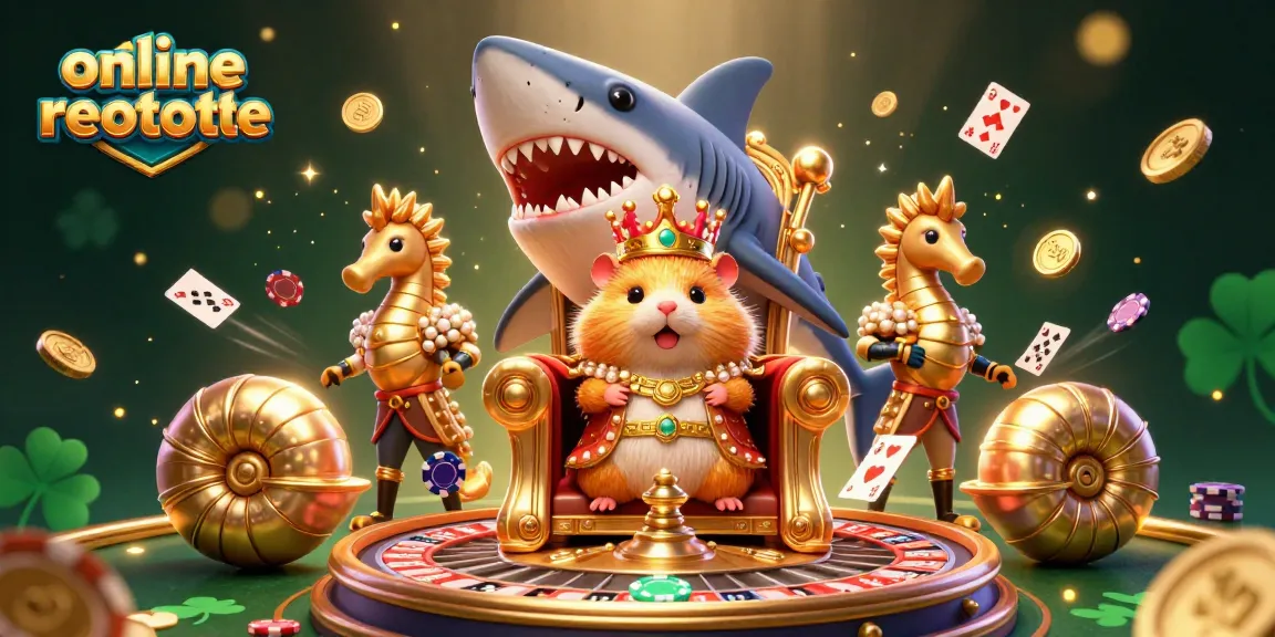 Experience the excitement of online roulette with this vibrant scene of a hamster king and roulette elements.