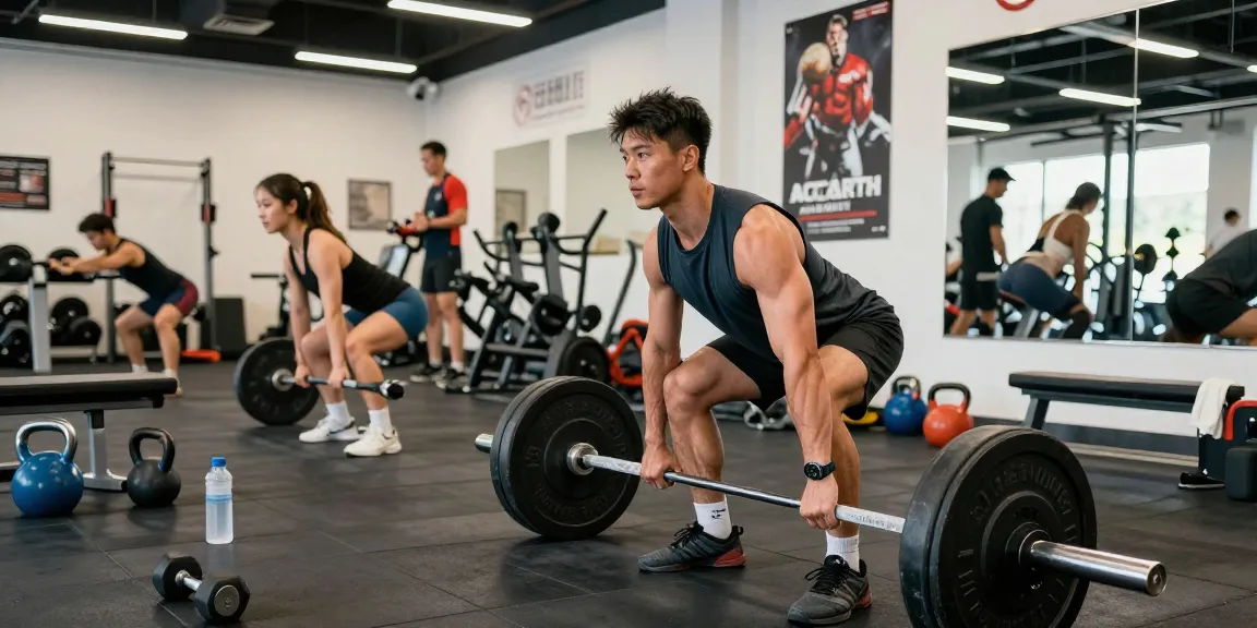 Muscular athlete lifting weights in an Anabolika Shop gym, showcasing dedication and strength in fitness.