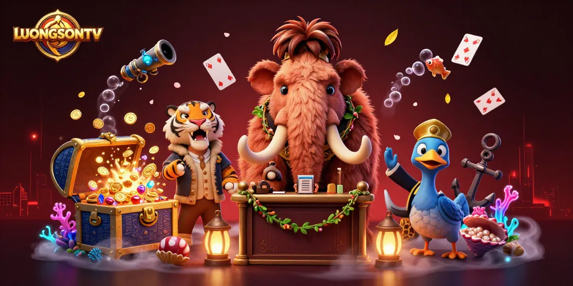 LUONGSONTV showcases a vibrant 3D gambling scene with a bouncer checking IDs, emphasizing the fun of gaming.