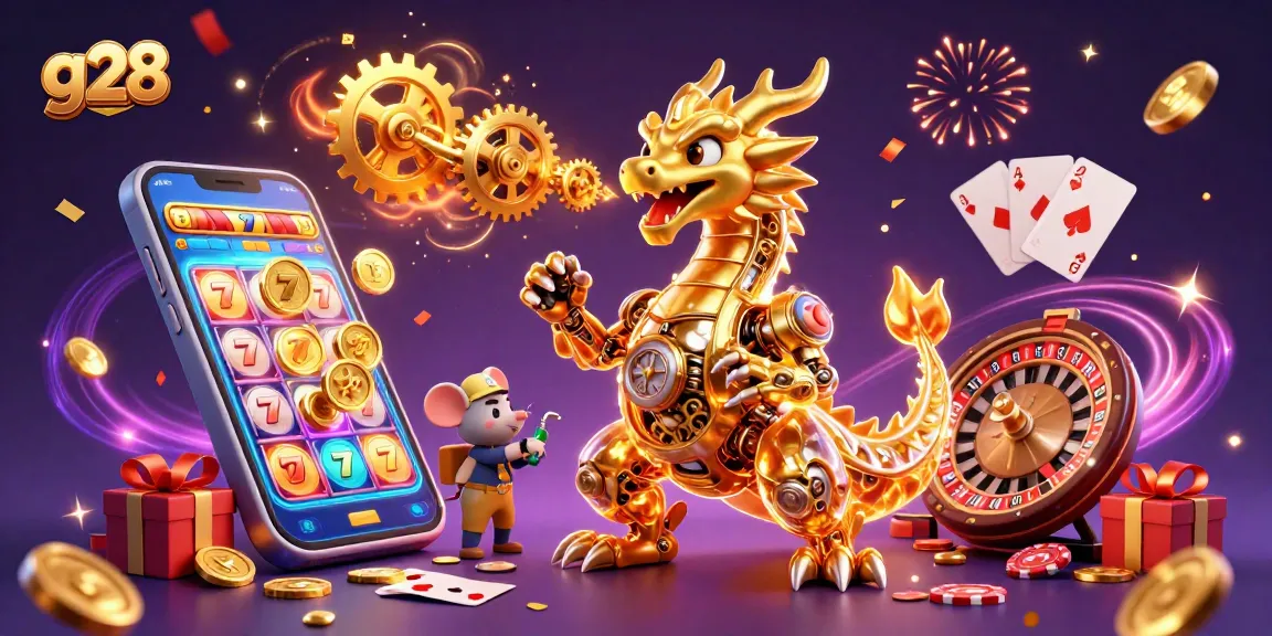 Experience g28's thrilling lineup of casino games amidst a vibrant 3D fantasy world.