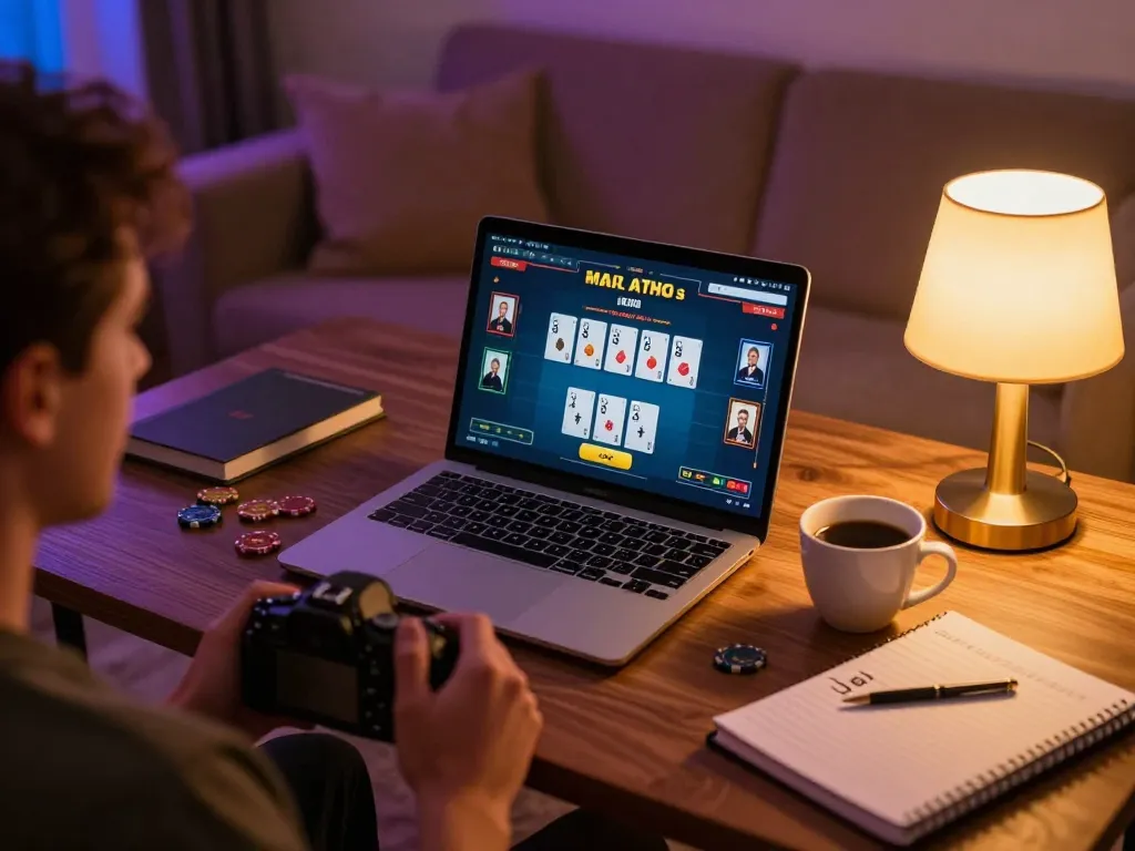 Engaging online poker gameplay on the laptop for gamebaidoithuong8 players.