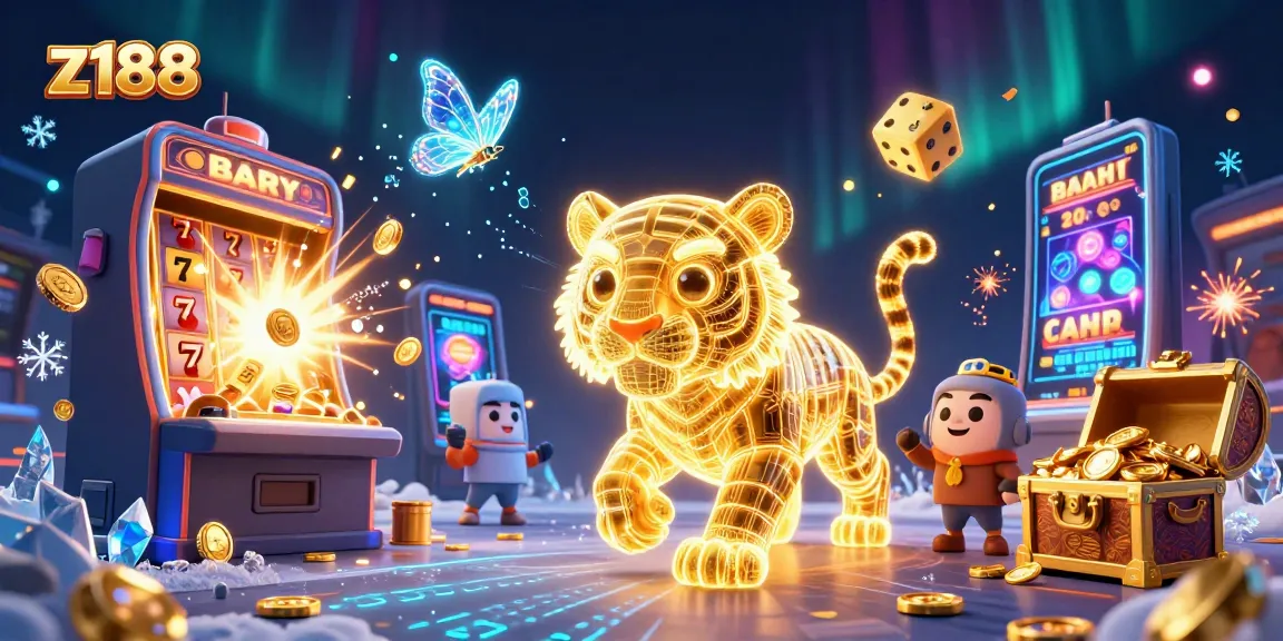 Experience the thrill of z188 with vibrant casino scenes featuring a golden tiger and exciting slot machine action.