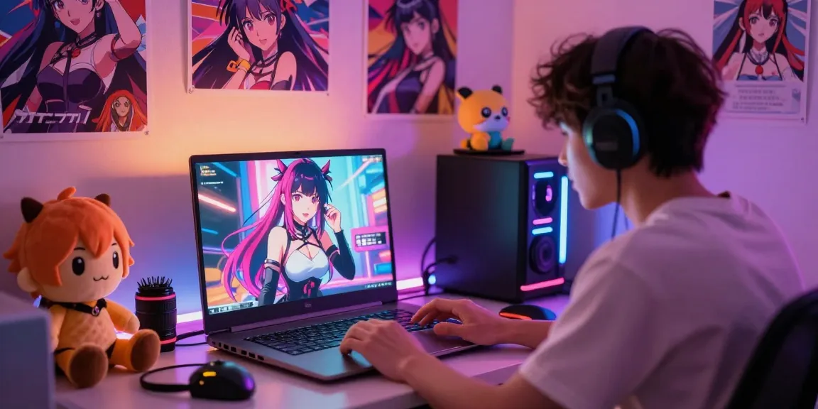 Immersive AI hentai chat scene highlighting user interaction with animated characters in a vibrant virtual environment.