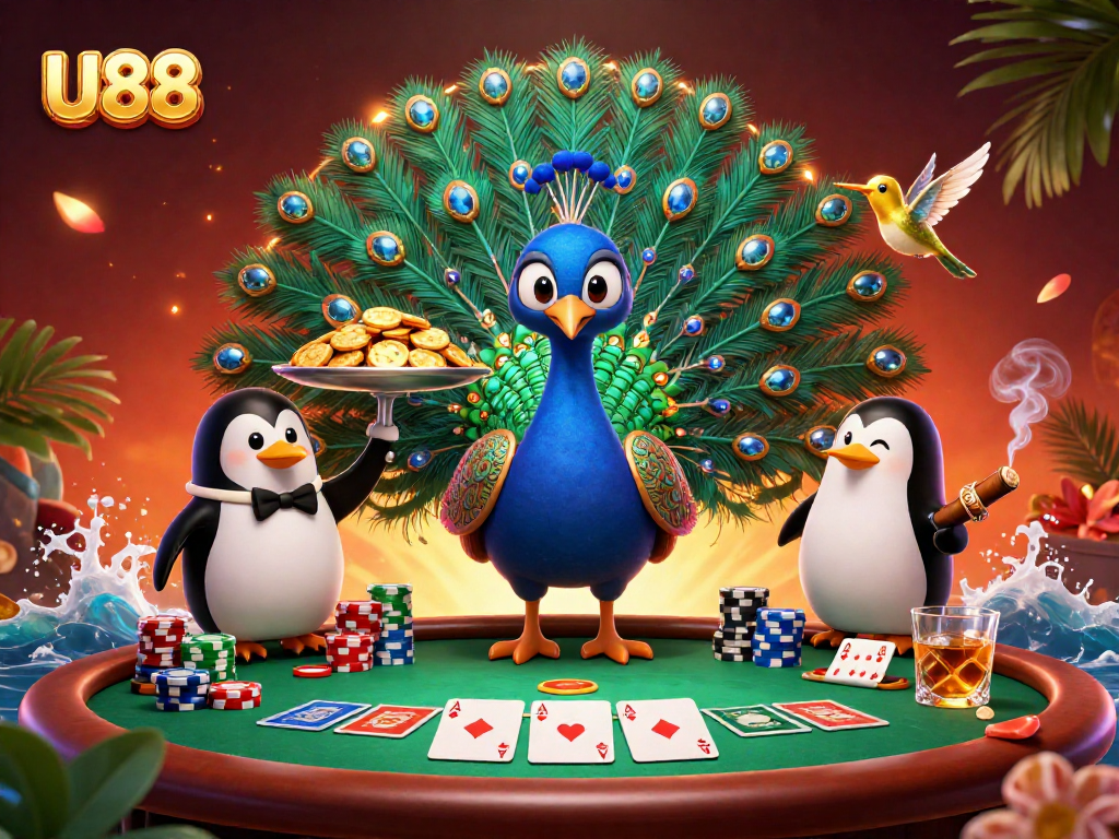 Experience thrilling gameplay with U88 and its vibrant casino elements in this engaging illustration.
