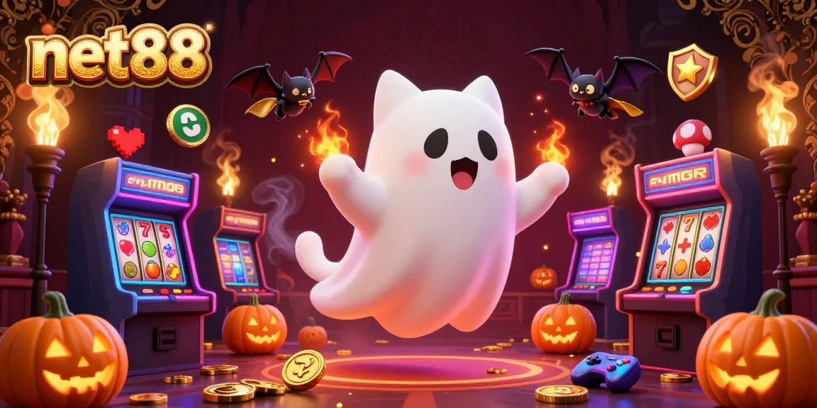 net88 offers a thrilling casino experience featuring a friendly ghost cat and vibrant gaming elements.