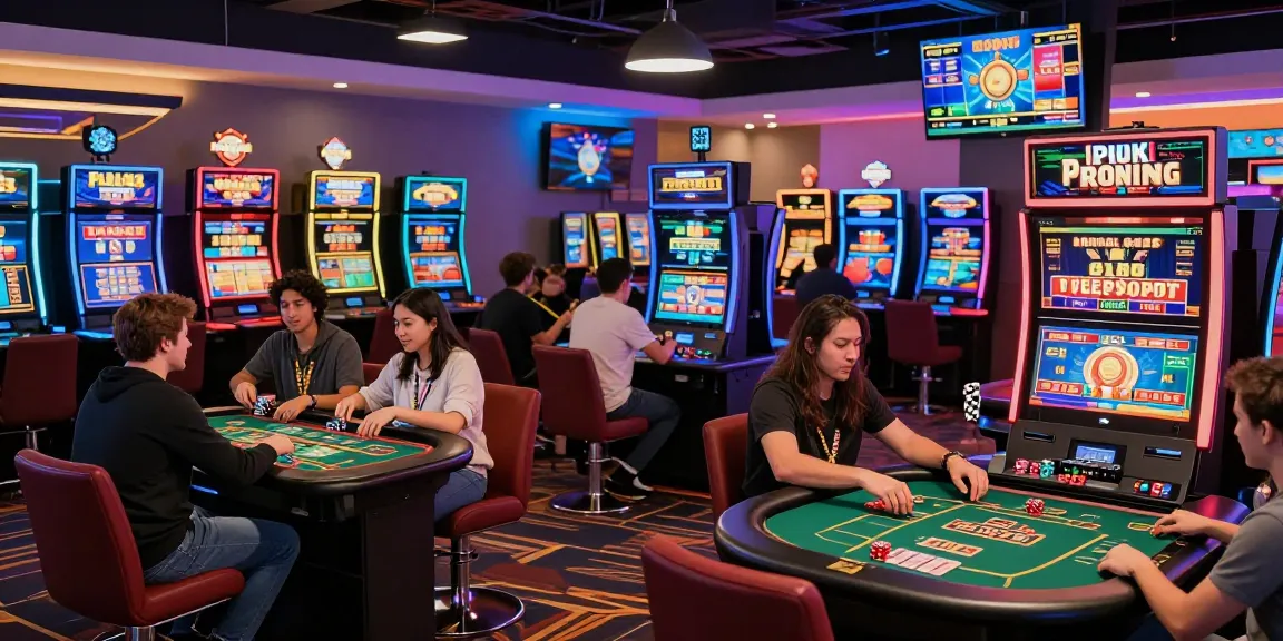 Exciting scene at non gamstop casinos with diverse players enjoying live dealer games and slots in a vibrant atmosphere.
