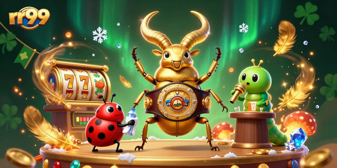 Experience rr99 thrilling slot gameplay with an epic showdown in this vibrant casino scene.