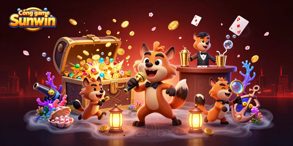 Experience the vibrant Cổng game Sunwin with dynamic casino characters, colorful gems, and exciting game elements.