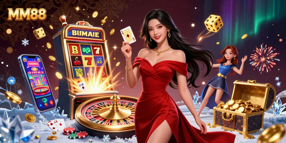 Experience thrilling games at MM88 with stunning visuals of a vibrant casino scene.