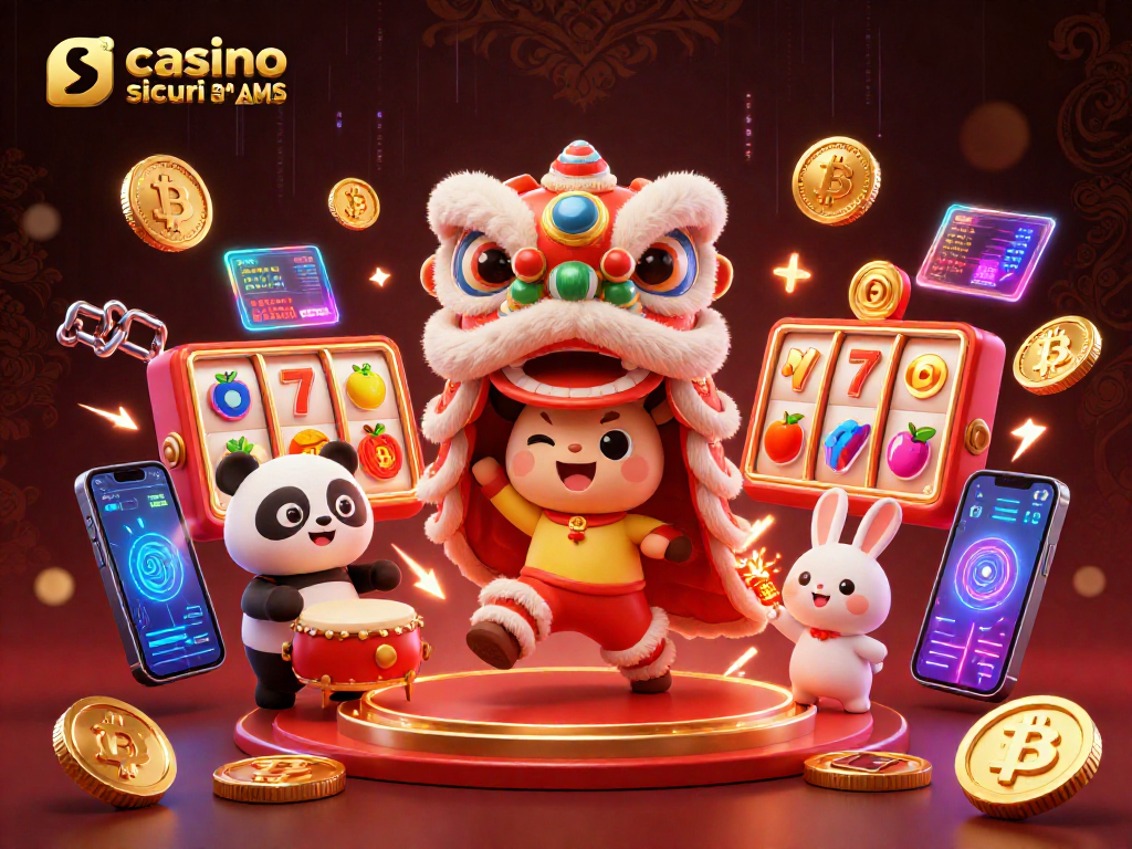 Gioca nei casino sicuri non AAMS con la danza del leone cinese e simboli slot nel deposito di festa.