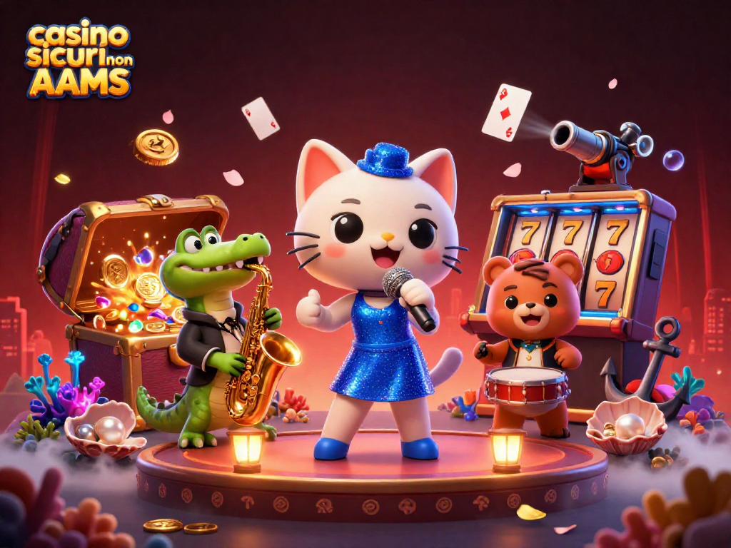 Una vivace illustrazione 3D che rappresenta "casino sicuri non AAMS" con personaggi animati in un ambiente di casinò.