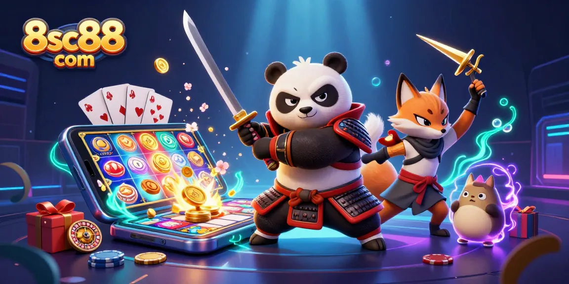 Engage with thrilling games on 8sc88 com as a colorful casino scene unfolds.