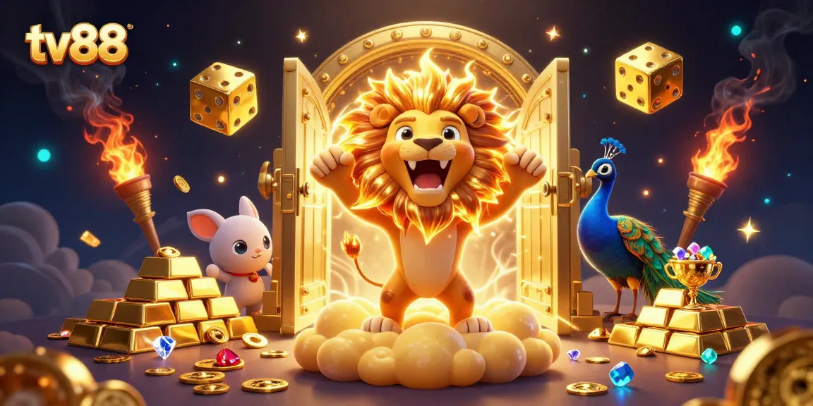 Engage with tv88 and enjoy thrilling casino wins amid vibrant, dynamic gold-themed illustration.