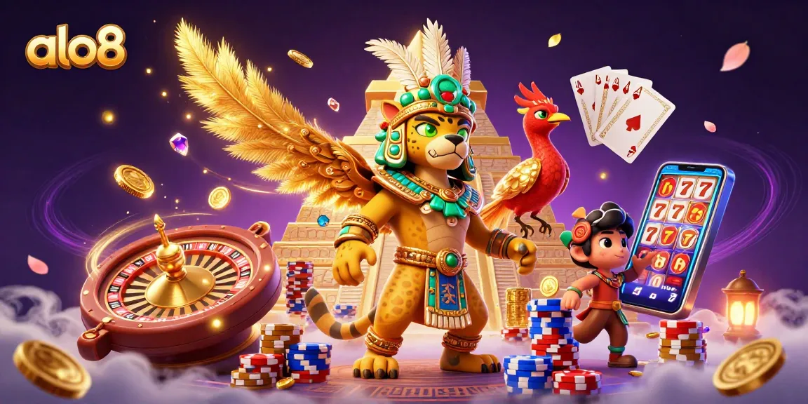 Experience winning excitement with alo8 in a vibrant, dynamic 3D casino scene.