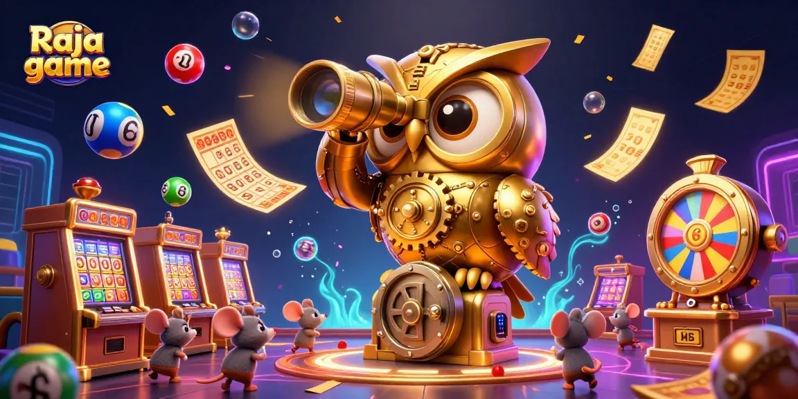 Experience the excitement of Raja game with interactive lottery and casino elements in a vibrant 3D scene.