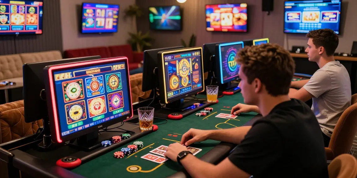 LUXURY777 Link Alternatif - Pemain berjudi slot online di ruang bermain modern dengan suasana hangat dan menarik.